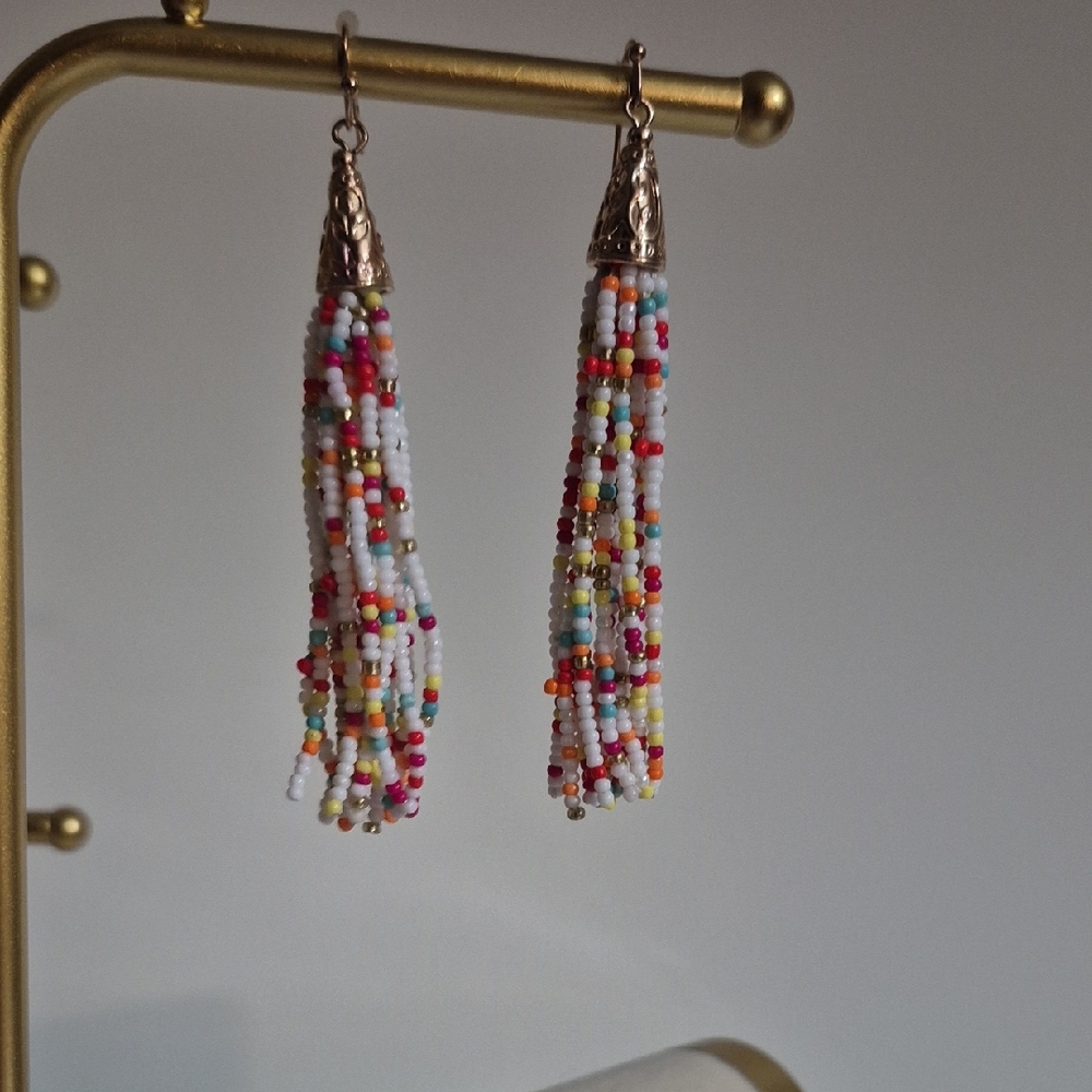 Colorful Beaded Tassel Earrings